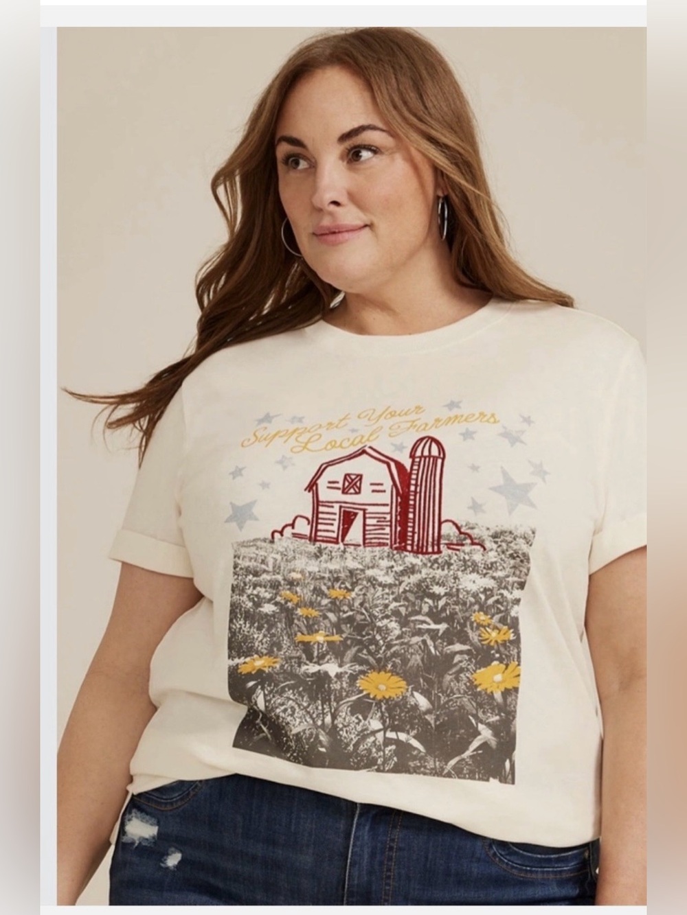 Maurices Cream Graphic T-shirt 2X Womens nwt